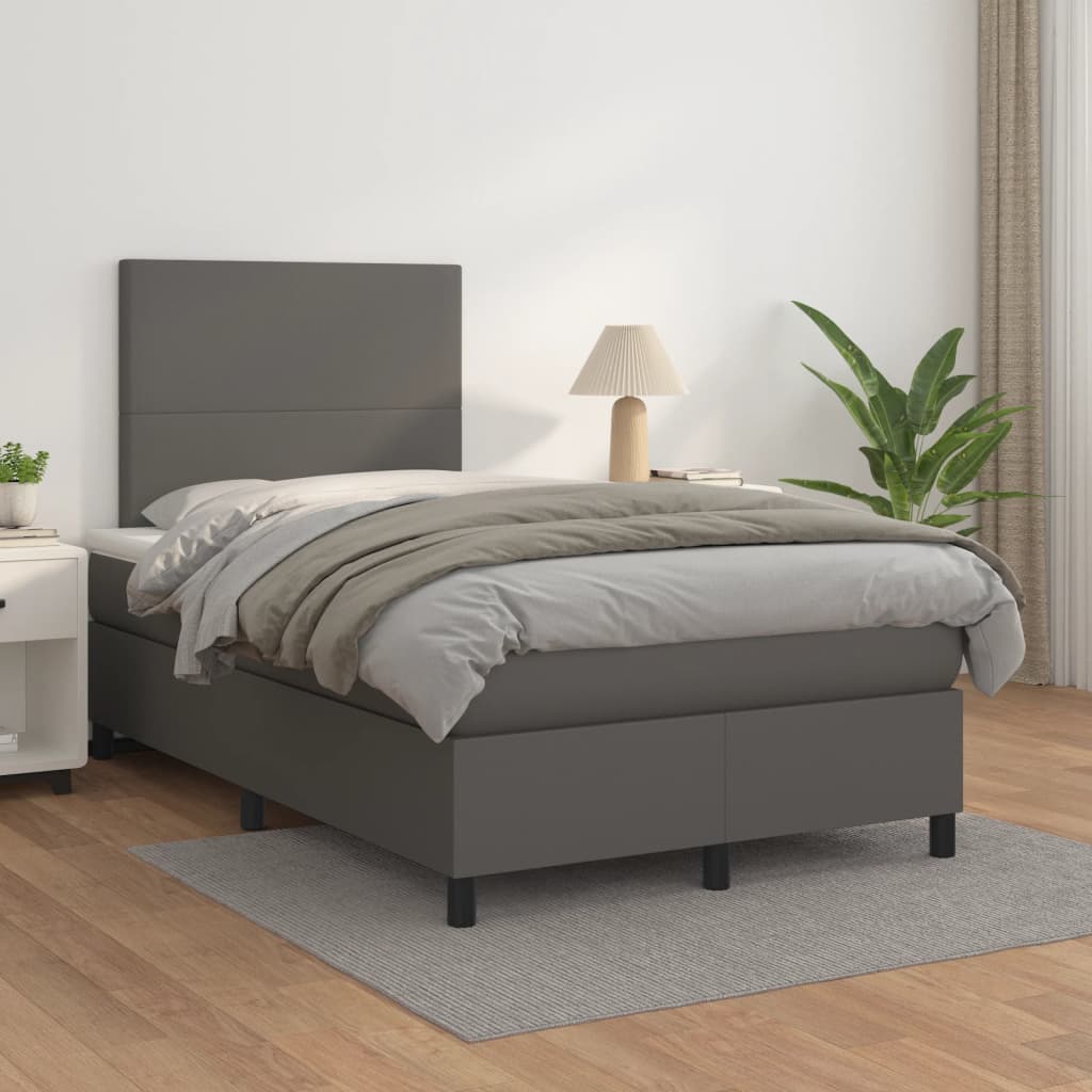 Boxspringbett Mit Matratze Kunstleder Grau
