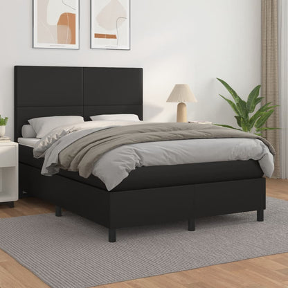 Boxspringbett Mit Matratze Kunstleder Schwarz
