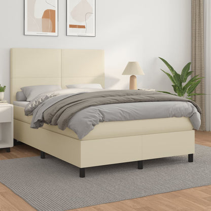 Boxspringbett Mit Matratze Kunstleder Creme