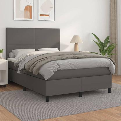 Boxspringbett Mit Matratze Kunstleder Grau