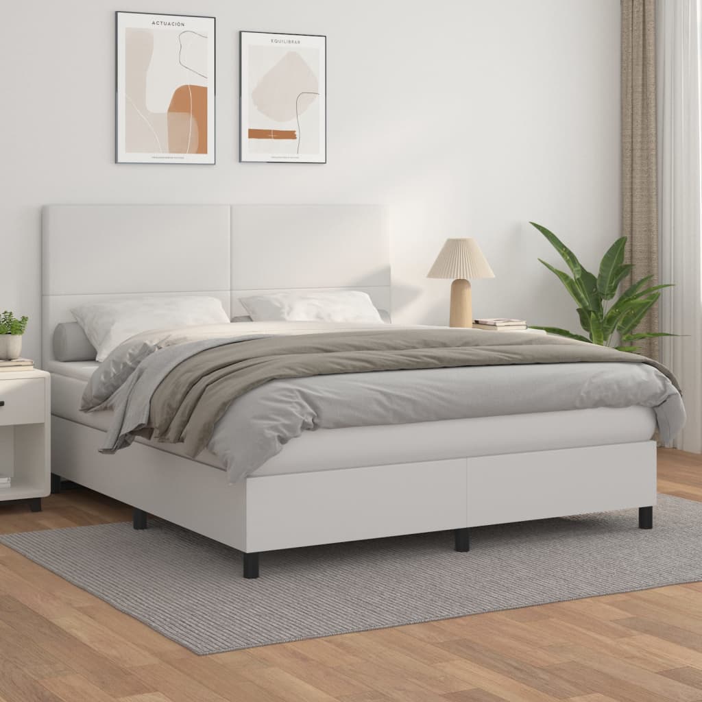 Boxspringbett Mit Matratze Kunstleder Weiß