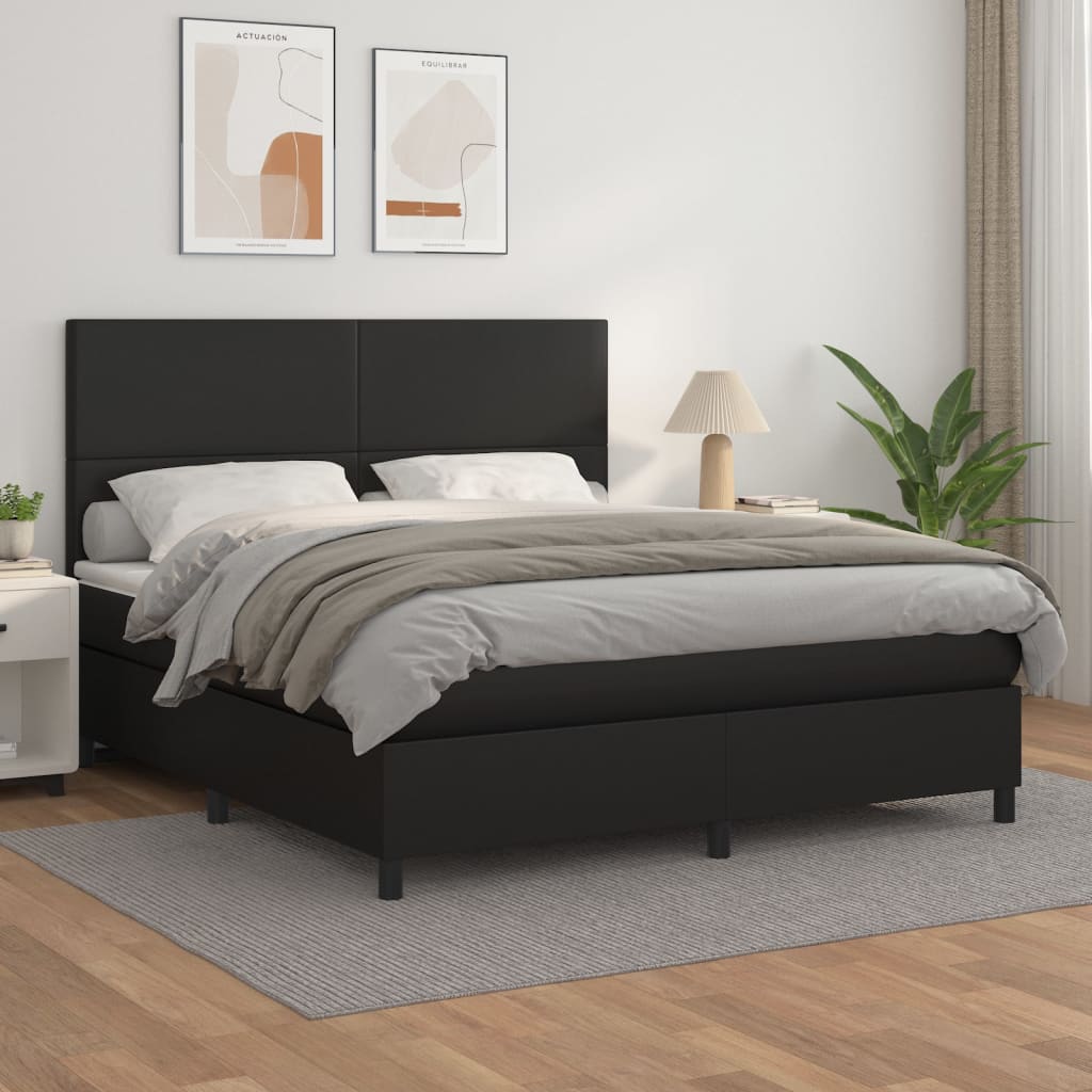 Boxspringbett Mit Matratze Kunstleder Schwarz