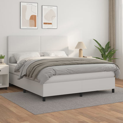 Boxspringbett Mit Matratze Kunstleder Weiß