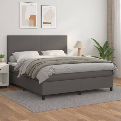 Boxspringbett Mit Matratze Kunstleder Grau