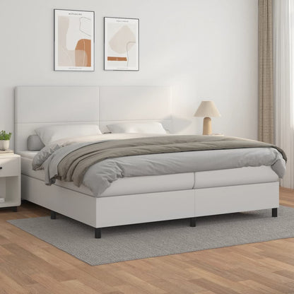 Boxspringbett Mit Matratze Kunstleder Weiß