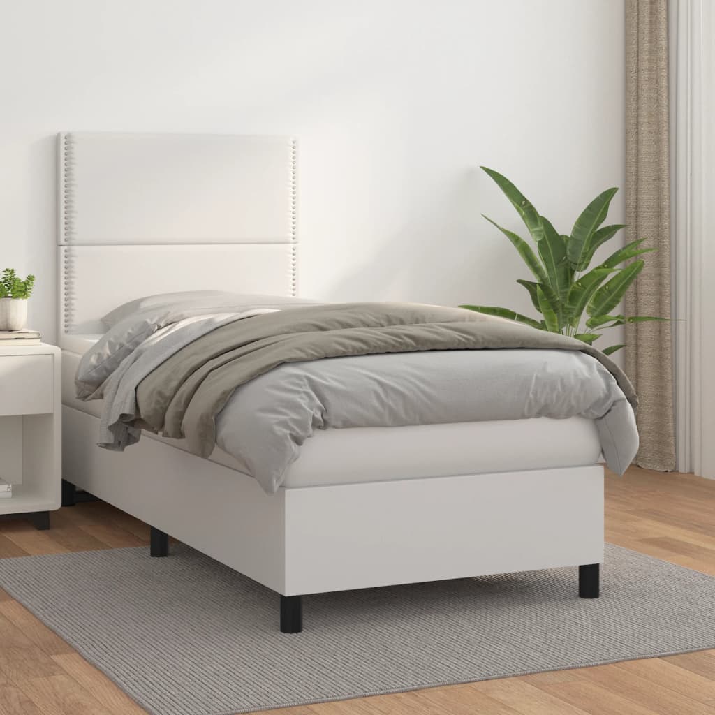 Boxspringbett Mit Matratze Kunstleder Weiß