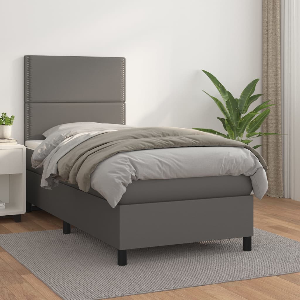 Boxspringbett Mit Matratze Kunstleder Grau