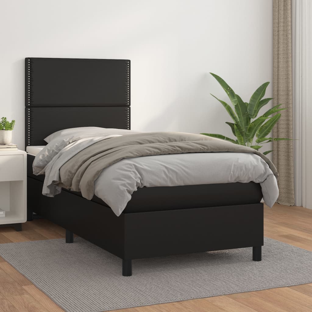 Boxspringbett Mit Matratze Kunstleder Schwarz