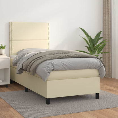 Boxspringbett Mit Matratze Kunstleder Creme