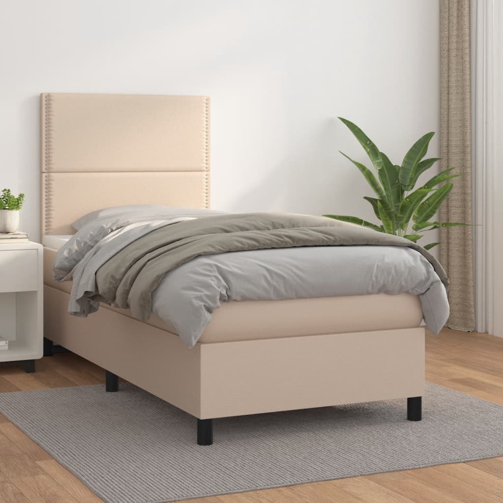 Boxspringbett Matratze -Braun 100X200Cm Kunstleder Cappuccino