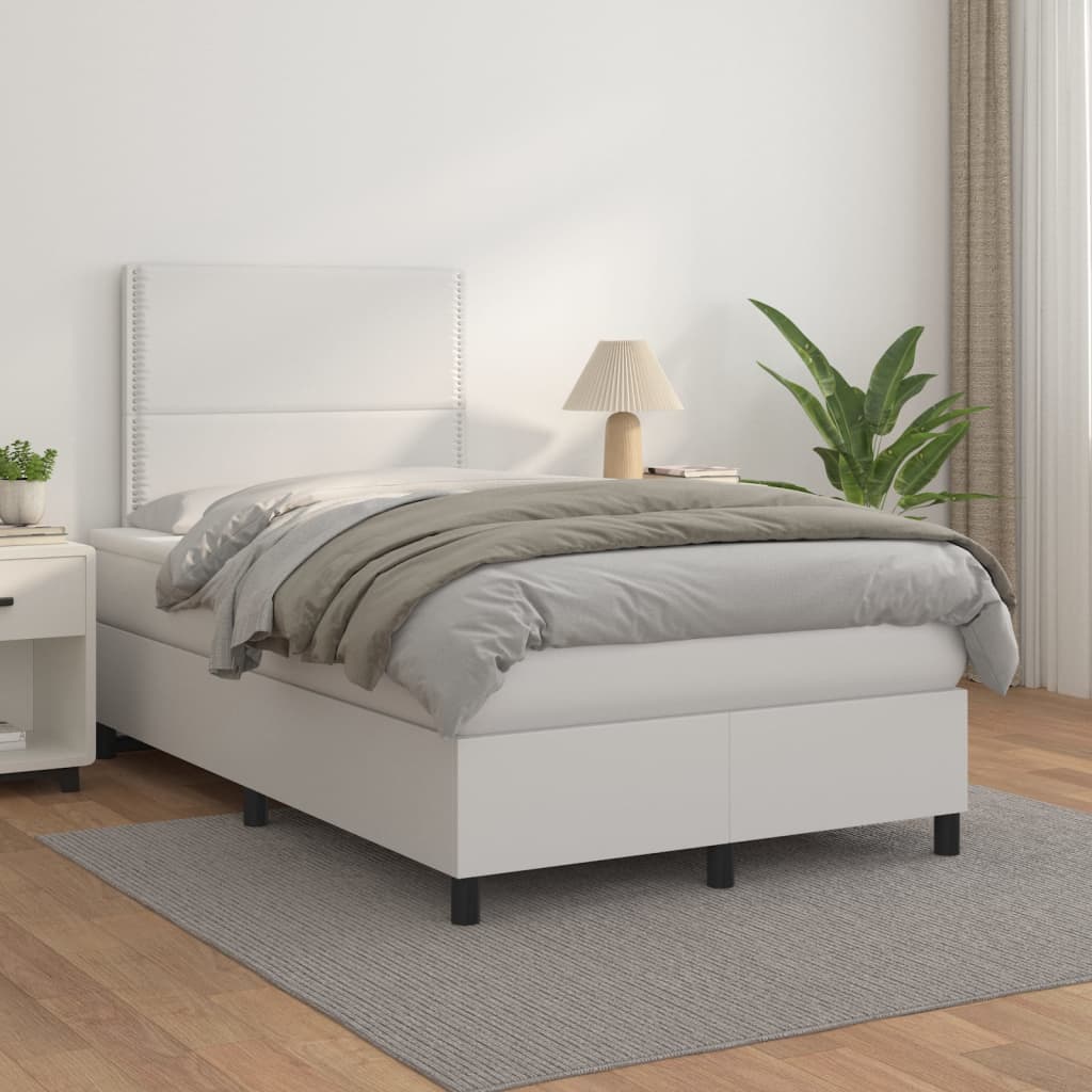 Boxspringbett Mit Matratze Kunstleder Weiß