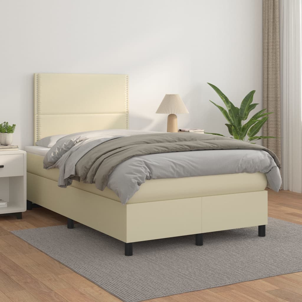 Boxspringbett Mit Matratze Kunstleder Creme
