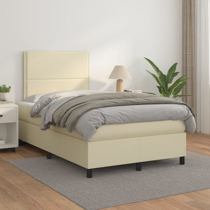 Boxspringbett Mit Matratze Kunstleder Creme
