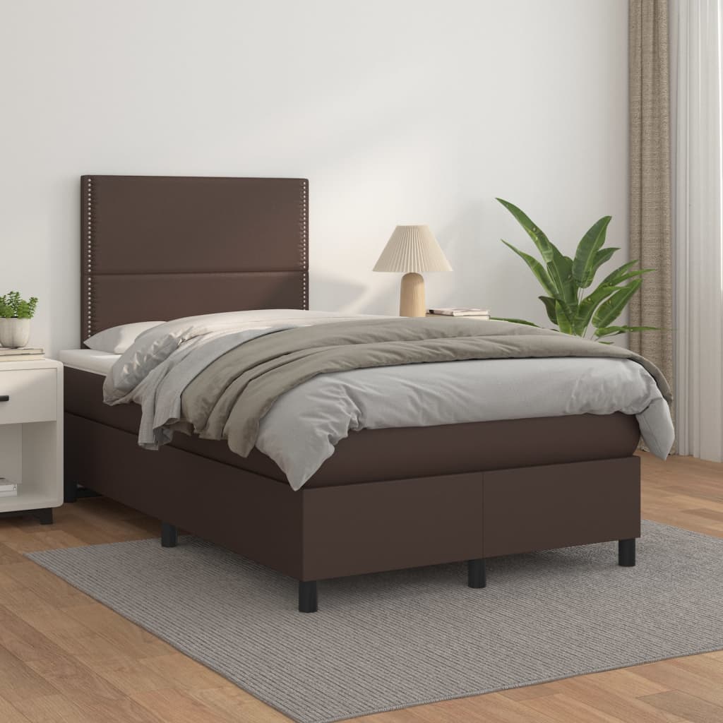 Boxspringbett Mit Matratze Kunstleder Braun