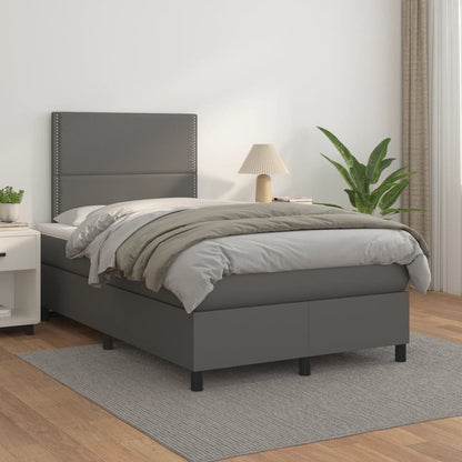 Boxspringbett Mit Matratze Kunstleder Grau