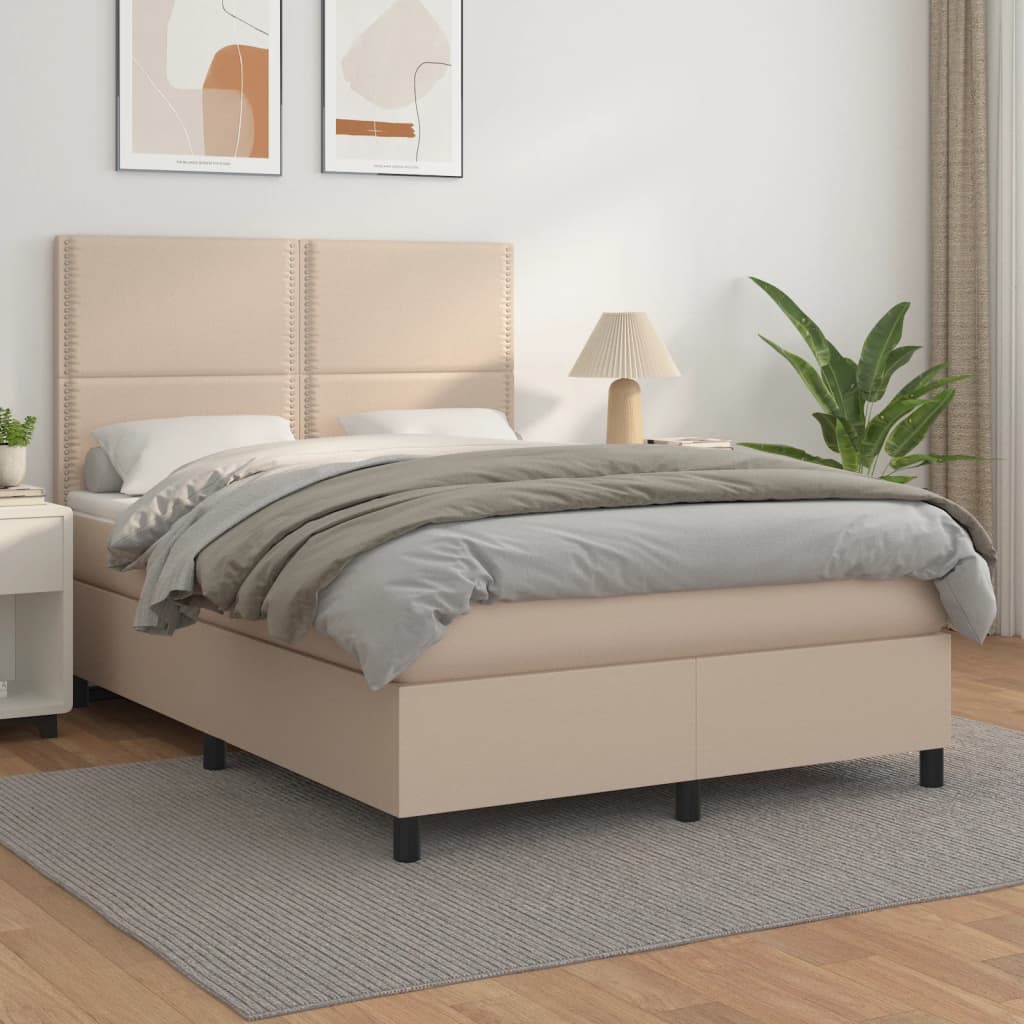 Boxspringbett Matratze -Braun 100X200Cm Kunstleder Cappuccino