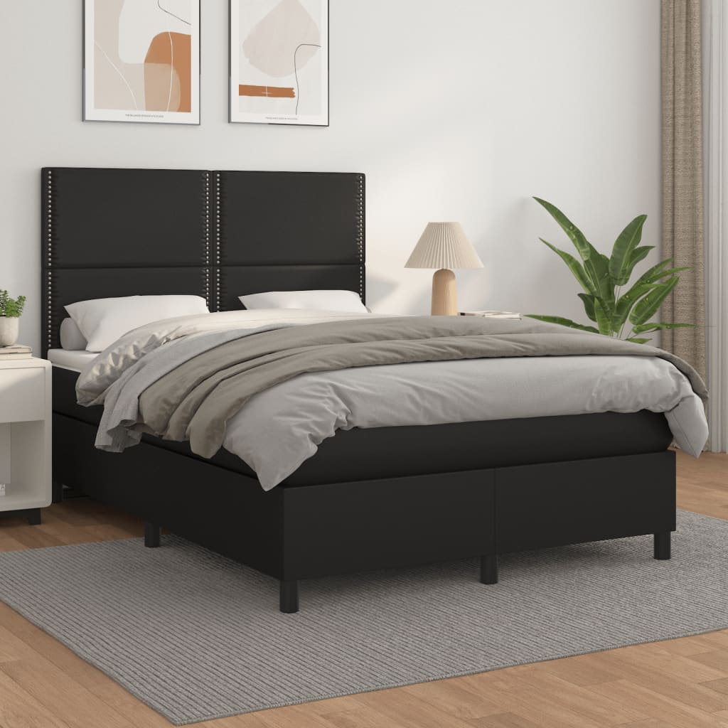 Boxspringbett Mit Matratze Kunstleder Schwarz