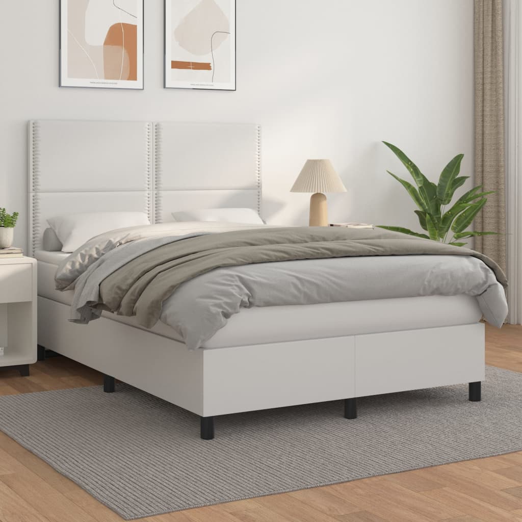Boxspringbett Mit Matratze Kunstleder Weiß