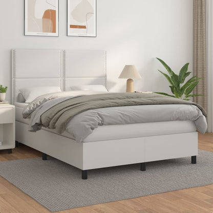 Boxspringbett Mit Matratze Kunstleder Weiß