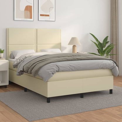 Boxspringbett Mit Matratze Kunstleder Creme