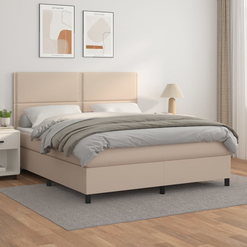Boxspringbett Matratze -Braun 100X200Cm Kunstleder Cappuccino