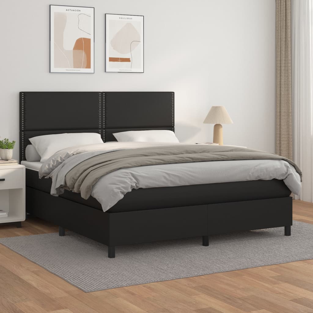 Boxspringbett Mit Matratze Kunstleder Schwarz