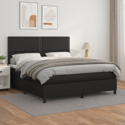 Boxspringbett Mit Matratze Kunstleder Schwarz