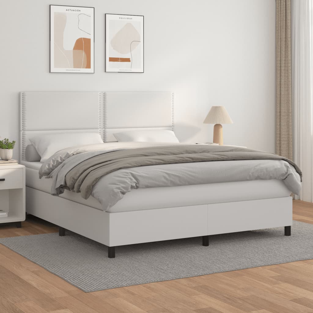 Boxspringbett Mit Matratze Kunstleder Weiß