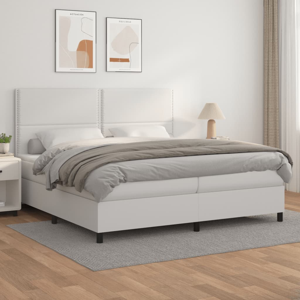 Boxspringbett Mit Matratze Kunstleder Weiß