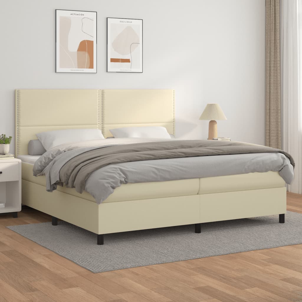 Boxspringbett Mit Matratze Kunstleder Creme