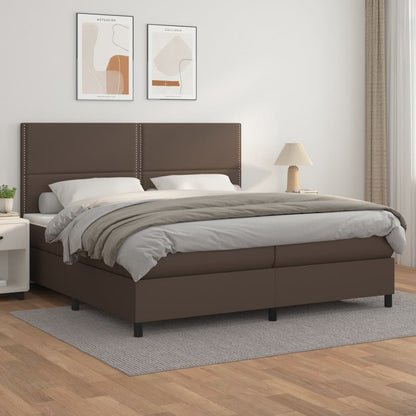 Boxspringbett Mit Matratze Kunstleder Braun