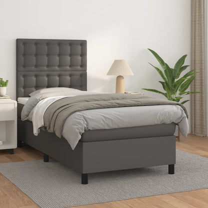 Boxspringbett Mit Matratze Kunstleder Grau