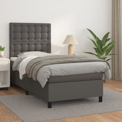 Boxspringbett Mit Matratze Kunstleder Grau