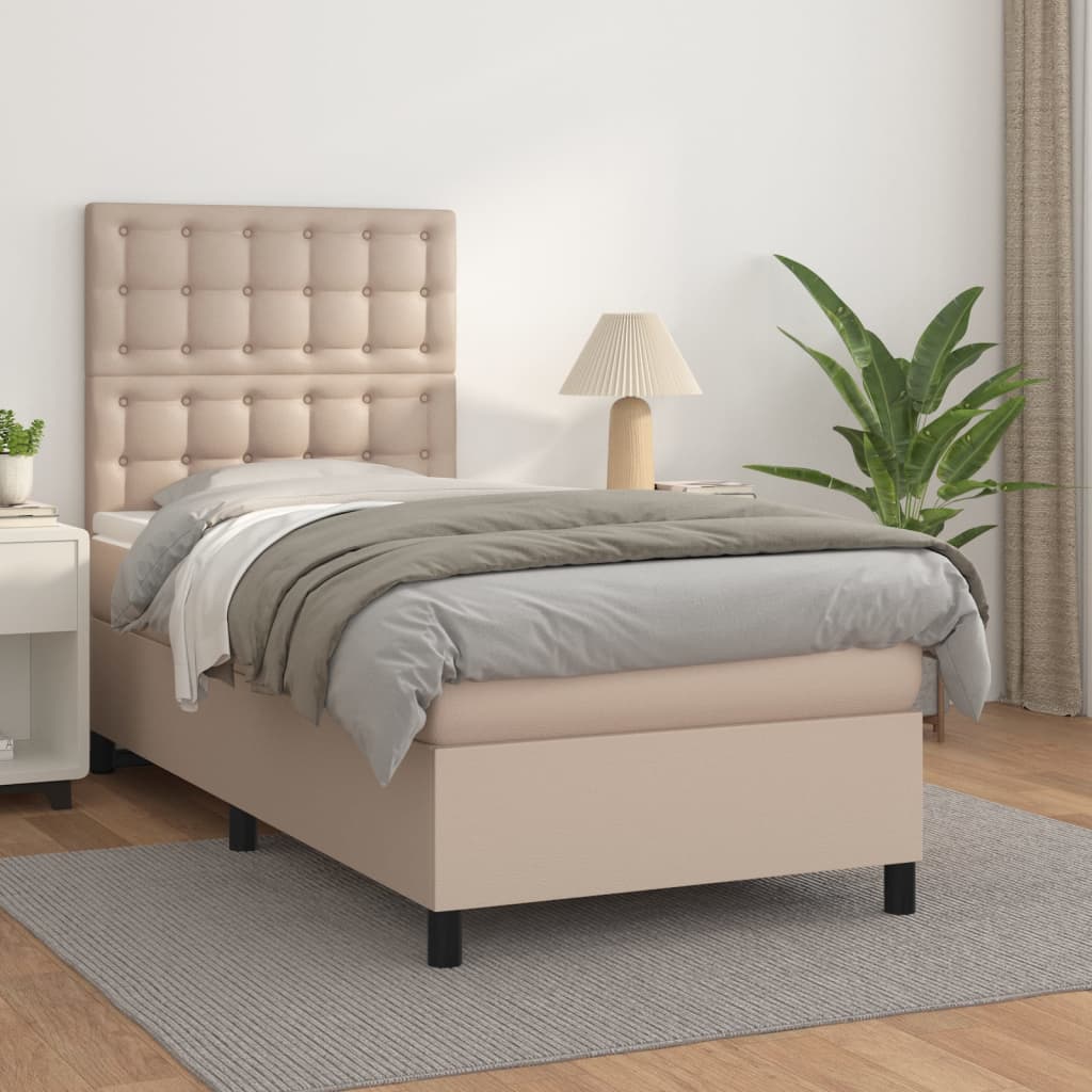 Boxspringbett Matratze -Braun 100X200Cm Kunstleder Cappuccino
