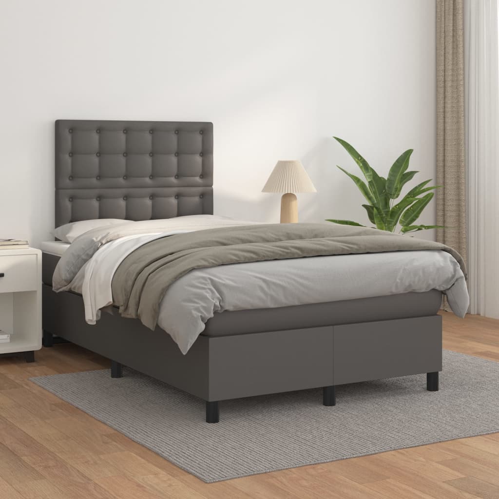 Boxspringbett Mit Matratze Kunstleder Grau