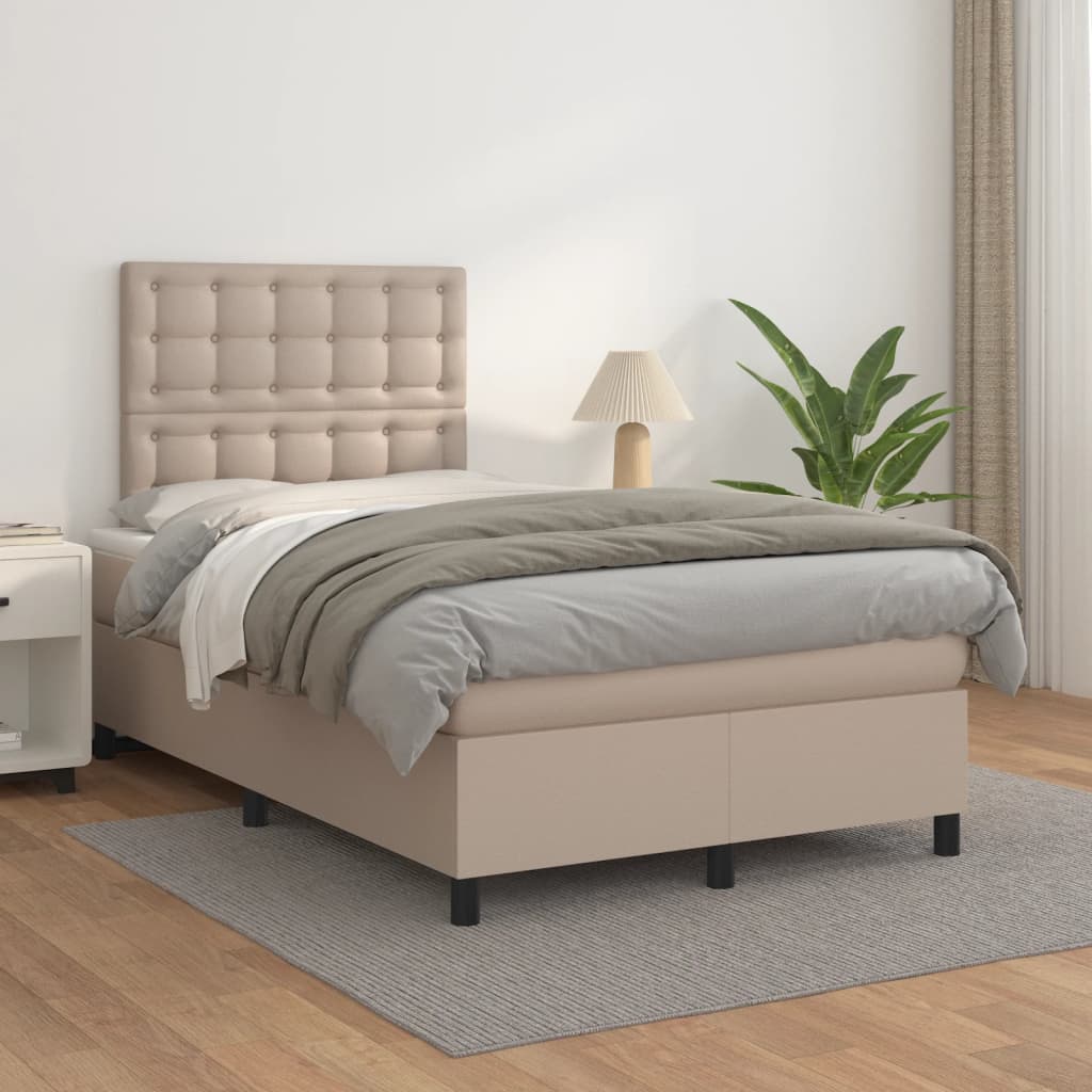 Boxspringbett Matratze -Braun 100X200Cm Kunstleder Cappuccino