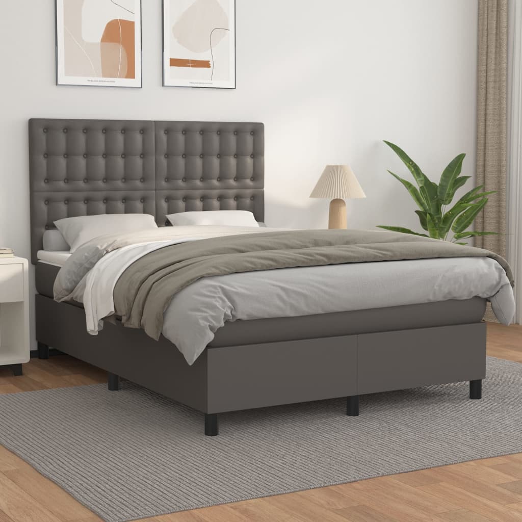 Boxspringbett Mit Matratze Kunstleder Grau