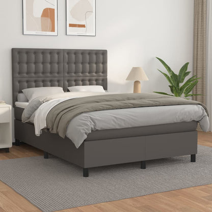 Boxspringbett Mit Matratze Kunstleder Grau