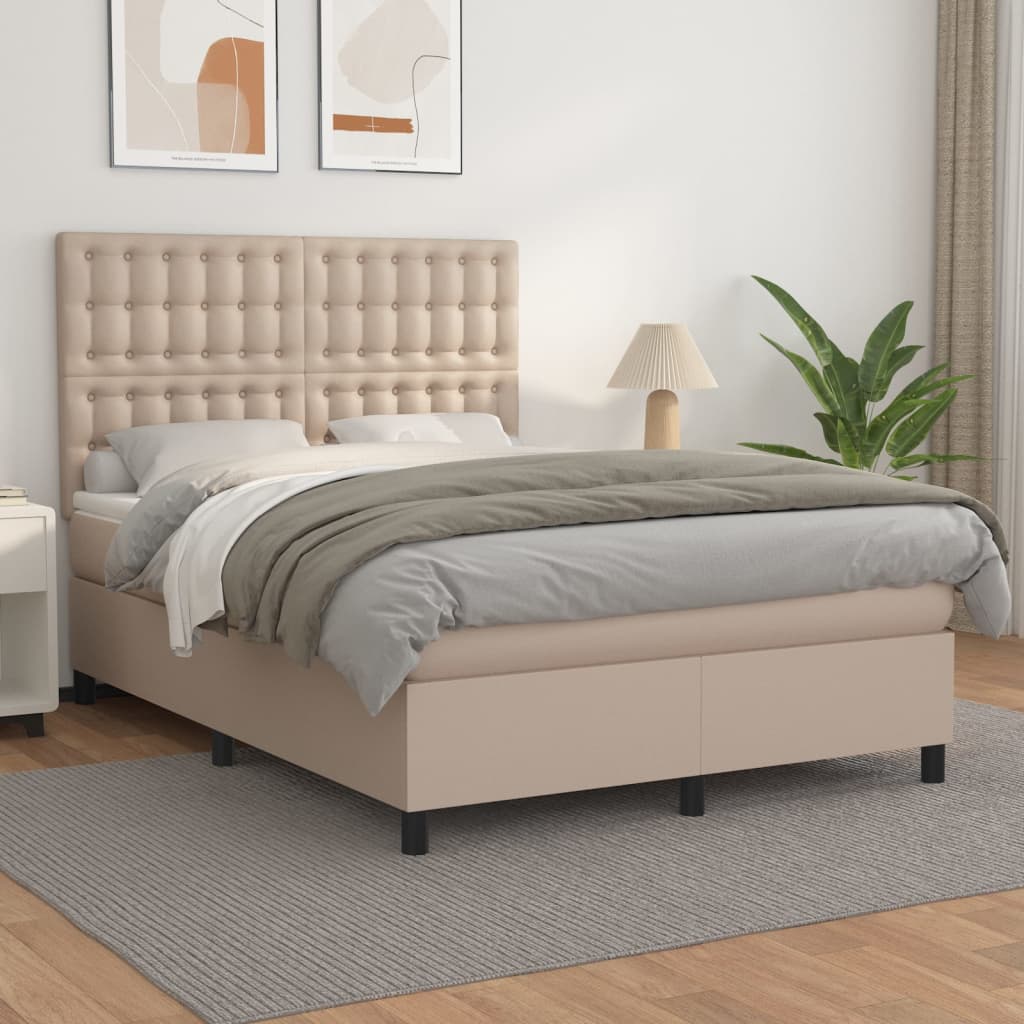 Boxspringbett Matratze -Braun 100X200Cm Kunstleder Cappuccino
