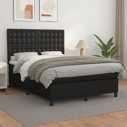 Boxspringbett Mit Matratze Kunstleder Schwarz