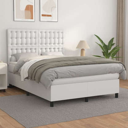 Boxspringbett Mit Matratze Kunstleder Weiß