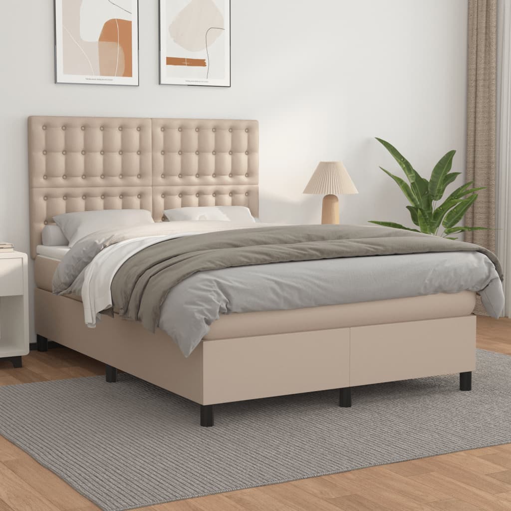 Boxspringbett Matratze -Braun 100X200Cm Kunstleder Cappuccino
