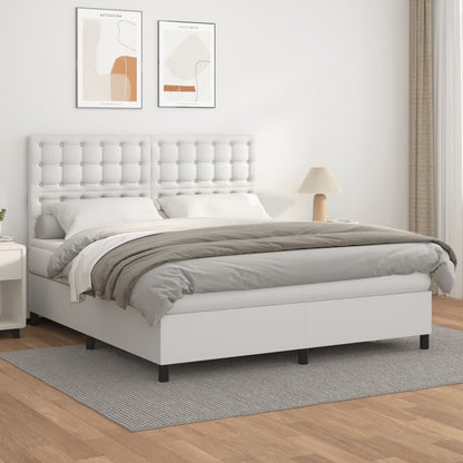 Boxspringbett Mit Matratze Kunstleder Weiß