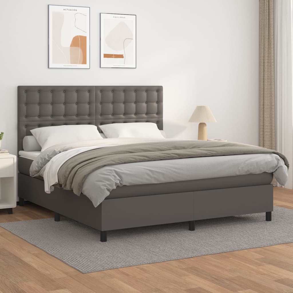 Boxspringbett Mit Matratze Kunstleder Grau