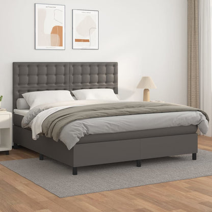 Boxspringbett Mit Matratze Kunstleder Grau