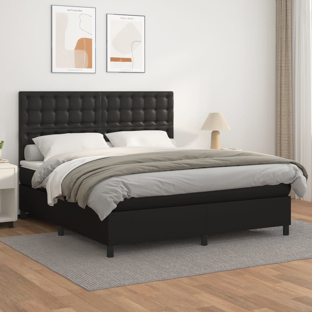 Boxspringbett Mit Matratze Kunstleder Schwarz