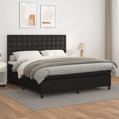 Boxspringbett Mit Matratze Kunstleder Schwarz