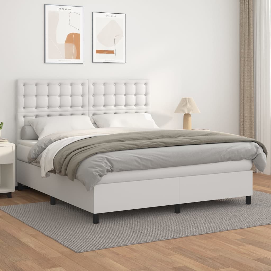 Boxspringbett Mit Matratze Kunstleder Weiß