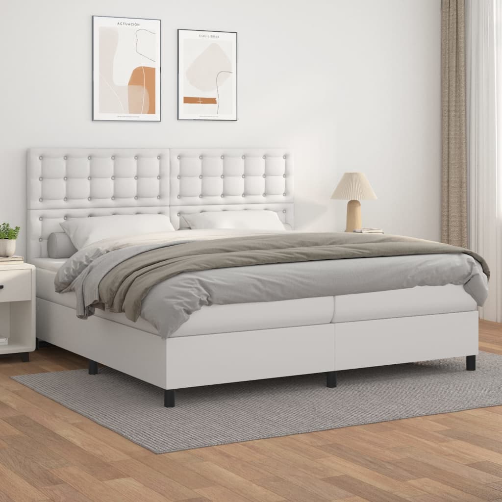 Boxspringbett Mit Matratze Kunstleder Weiß
