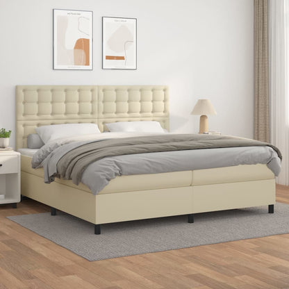 Boxspringbett Mit Matratze Kunstleder Creme